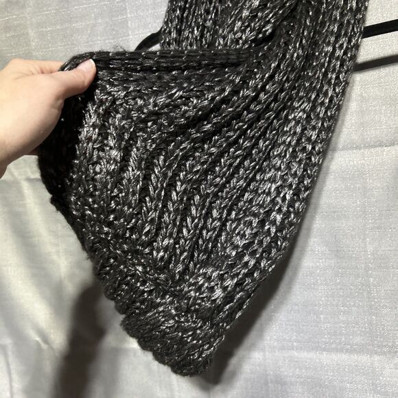 Anthropologie Vincent Pradier Black/Silver Metallic Infinity Scarf Grunge Knit - Picture 4 of 6